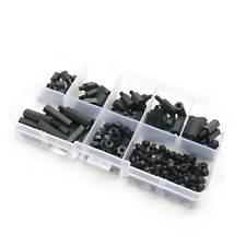 Nylon M3 Hex Standoff Kit With Screws Nuts And Spacers Black 180pcs