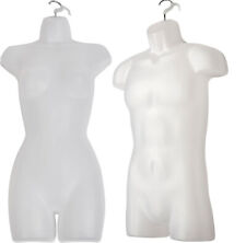 2 Clothing Display Torso Forms Fits S - L Hanging Male Female Mannequin Frosted