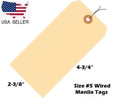 100 Tags 4 34 X 2 38 Size 5 Large Colored Manila Shipping Hang With Wire