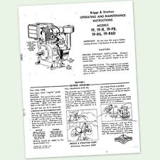Briggs And Stratton Model 19-fb Engine Operators Owners Maintenance Manual 19