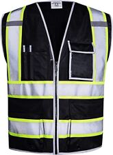Large Size Professional Safety Vest For Men With 10 Pockets High Visibility