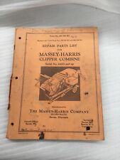 Old Massey Harris Ferguson Clipper Combine Repair Parts List Manual 1951