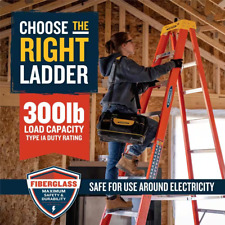6 Ft. Fiberglass Step Ladder 10 Ft. Reach Height With 300 Lb. Load Capacity Ty