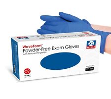 Waveform Blue Nitrile Disposable Exammedical Gloves 4 Mil Latex Powder Free